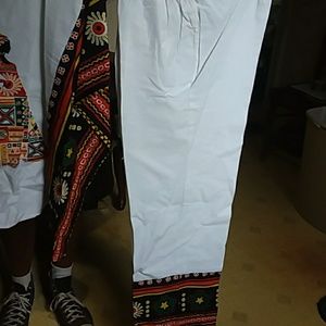 African 2pcs. Pantsuit. Red 2inch pumps. Pumps are